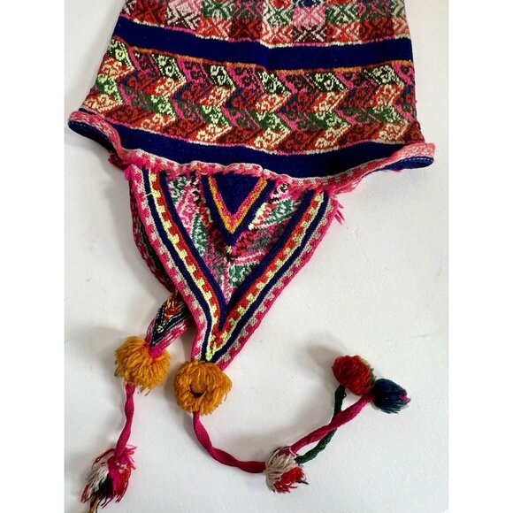 Antique Vintage traditional Andean chullo Peruvian hand-knitted hat main image 11